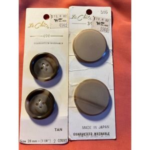 Vintage 4 LeChic Buttons Tan Japan 28mm 1-/2" #596